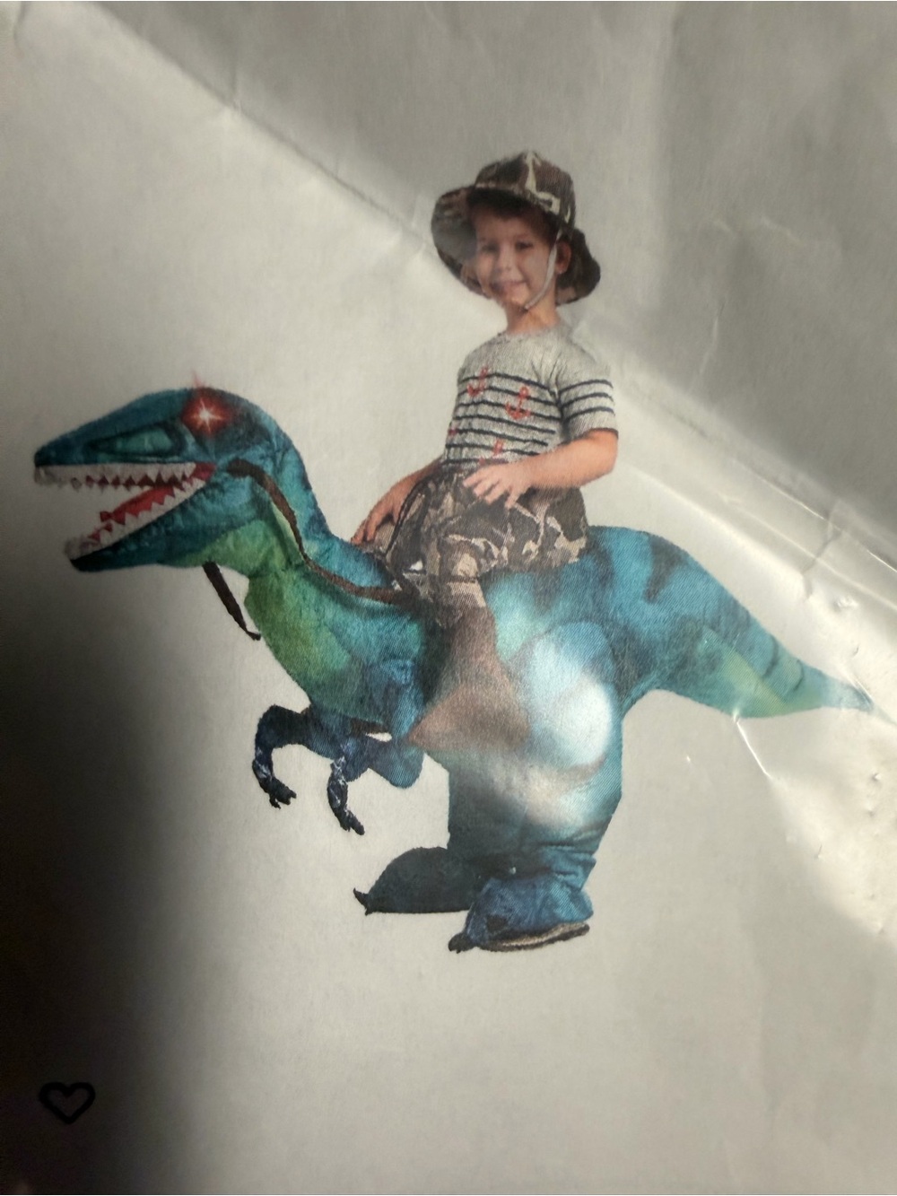 Kids Blue Inflatable Dinosaur Ride-On Costume